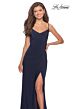 La Femme 28079 Cutout Back Faux Wrap Dress