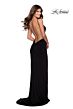 La Femme 28302 High Slit Ruched Backless Dress
