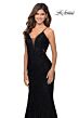 La Femme 28355 Bare Back Illusion Sides Lace Dress