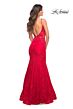 La Femme 28355 Bare Back Illusion Sides Lace Dress