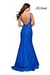 La Femme 28355 Bare Back Illusion Sides Lace Dress