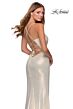 La Femme 28363 Knotted Waist High Slit Metallic Dress