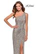 La Femme 28401 High Slit One Shoulder Sequin Dress