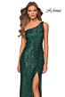 La Femme 28401 High Slit One Shoulder Sequin Dress