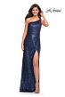 La Femme 28401 High Slit One Shoulder Sequin Dress
