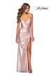La Femme 28449 Surplice Bodice Ruched Metallic Dress