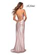 La Femme 28449 Surplice Bodice Ruched Metallic Dress