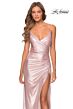 La Femme 28449 Surplice Bodice Ruched Metallic Dress