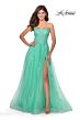 La Femme 28470 Lace-Up Back Embroidered Dress