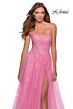 La Femme 28470 Lace-Up Back Embroidered Dress