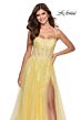 La Femme 28470 Lace-Up Back Embroidered Dress