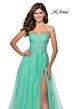 La Femme 28470 Lace-Up Back Embroidered Dress