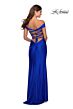 La Femme 28506 Lace-Up Back Off The Shoulder Dress