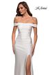 La Femme 28506 Lace-Up Back Off The Shoulder Dress