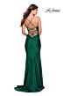 La Femme 28518 Cutaway Slit Ruched Lace-Up Dress