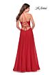 La Femme 28522 Ruched Bodice Slit Skirt Dress