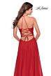 La Femme 28522 Ruched Bodice Slit Skirt Dress
