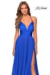 La Femme 28522 Ruched Bodice Slit Skirt Dress