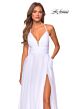 La Femme 28522 Ruched Bodice Slit Skirt Dress