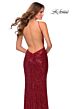 La Femme 28529 Halter Neckline Backless Sequin Dress