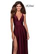 La Femme 28547 Ruched Bodice Empire Waist Stretch Jersey Dress