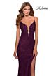 La Femme 28556 Plunging Neckline Strappy Back Dress