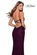 La Femme 28556 Plunging Neckline Strappy Back Dress