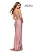 La Femme 28558 Lace Bodice Ruched Skirt Dress