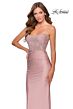 La Femme 28558 Lace Bodice Ruched Skirt Dress