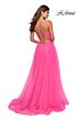 La Femme 28561 Lace-Up Back Ruched Top Dress