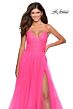 La Femme 28561 Lace-Up Back Ruched Top Dress