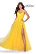 La Femme 28561 Lace-Up Back Ruched Top Dress