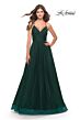 La Femme 28561 Lace-Up Back Ruched Top Dress