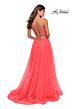 La Femme 28561 Lace-Up Back Ruched Top Dress