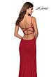 La Femme 28567 Deep V-Neckline Exposed Crisscross Back Dress