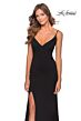 La Femme 28567 Deep V-Neckline Exposed Crisscross Back Dress