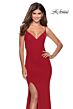 La Femme 28567 Deep V-Neckline Exposed Crisscross Back Dress