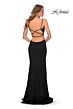 La Femme 28567 Deep V-Neckline Exposed Crisscross Back Dress