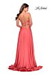 La Femme 28571 Slit Skirt V-Neck Lace-Up Dress