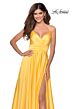 La Femme 28571 Slit Skirt V-Neck Lace-Up Dress