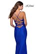 La Femme 28574 Plunging Neckline Lace-Up Dress