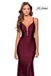 La Femme 28574 Plunging Neckline Lace-Up Dress