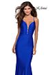 La Femme 28574 Plunging Neckline Lace-Up Dress