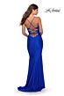 La Femme 28574 Plunging Neckline Lace-Up Dress