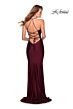 La Femme 28593 Surplice Bodice Strappy Lace-Up Back Dress