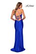 La Femme 28593 Surplice Bodice Strappy Lace-Up Back Dress