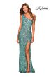 La Femme 28596 Exposed Back One Shoulder Dress