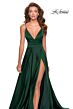 La Femme 28607 Low Back Spaghetti Straps V-Neck Dress