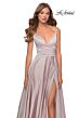 La Femme 28607 Low Back Spaghetti Straps V-Neck Dress