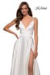 La Femme 28607 Low Back Spaghetti Straps V-Neck Dress
